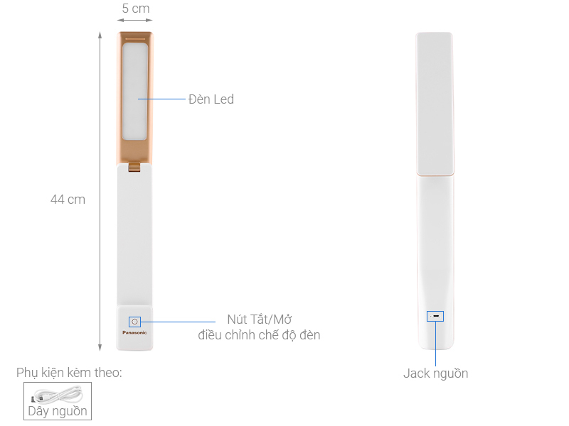 Đèn Bàn Sạc PANASONIC 5W HHGLT0339W88L – HHGLT0339B88L Siêu Nhỏ gọn, Nút cảm ứng thay đổi độ sáng, thay đổi 3 màu ánh sáng, Gập để bật tắt, không ánh sáng xanh bảo vệ mắt