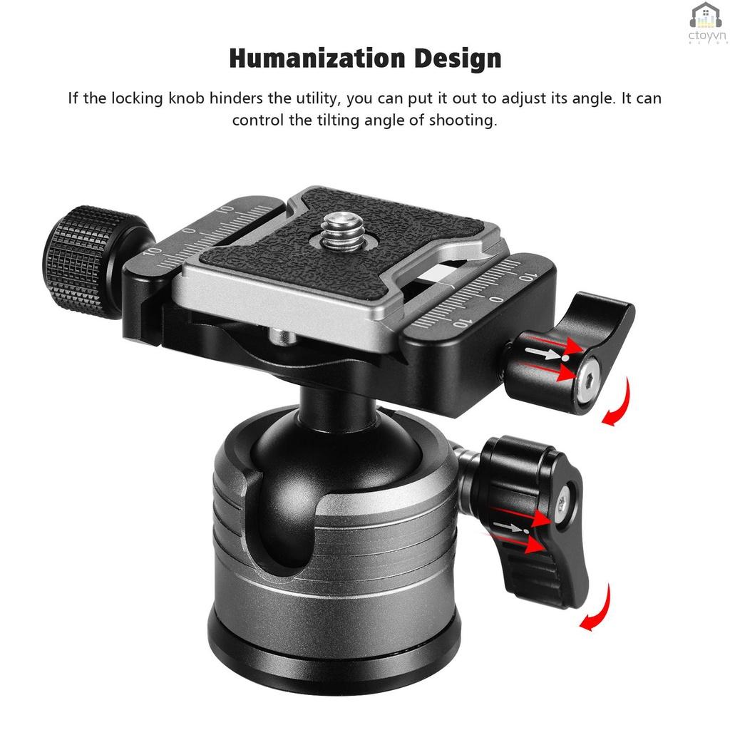 Đầu bi kép hợp kim nhôm CNC hình chữ U với ốc vít 1/4 inch cho máy ảnh DSLR ILDC tải trọng tối đa 10kg