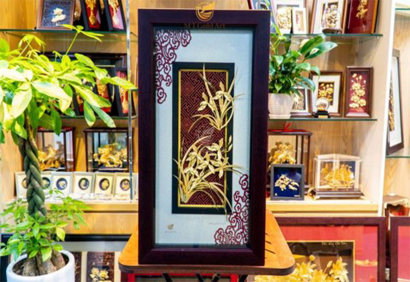 Tranh hoa lan dát vàng (39x69cm) MT Gold Art- Hàng chính hãng, trang trí nhà cửa, phòng làm việc, quà tặng sếp, đối tác, khách hàng, tân gia, khai trương