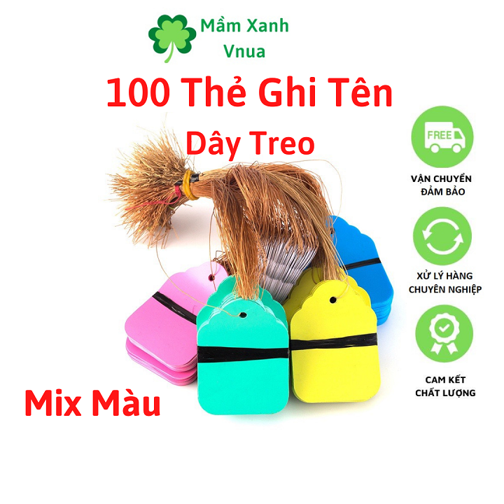 100 Thẻ Ghi Tên, Đánh Dấu Hoa Lan Cây Cảnh - Có Dây Buộc Tiện Lợi - Nhiều Màu Đẹp