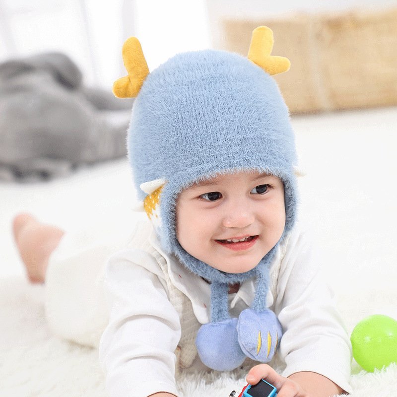 Mũ len lông tuyết Sừng Nai kèm bịt tai cực ấm cho bé