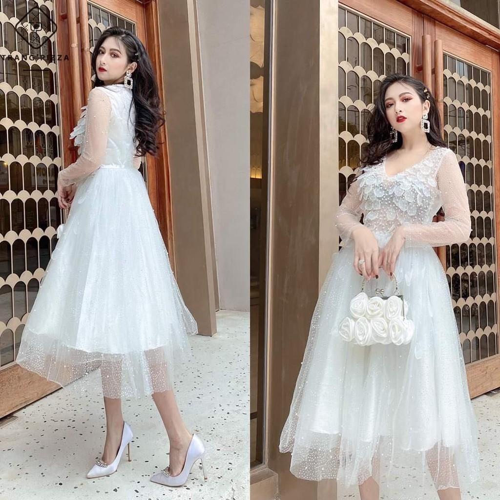 ĐẦM XÒE ĐẸP KIM TUYẾN ĐÍNH CÁNH HOA - MS125VMM MM