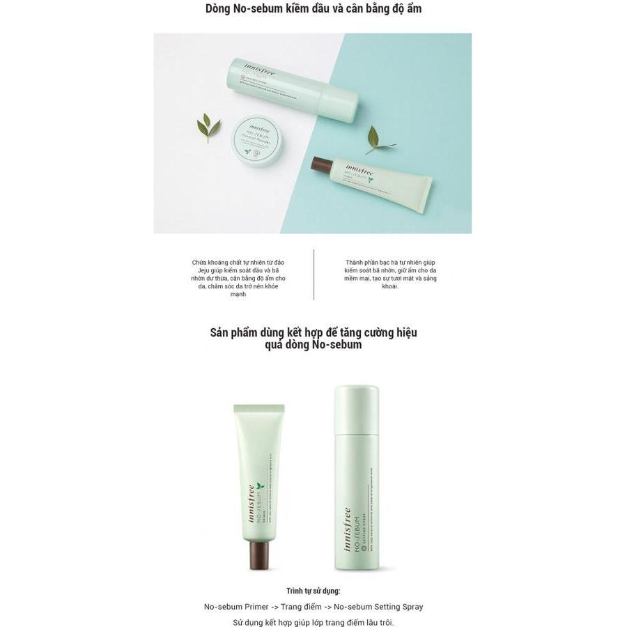 Nước Xịt Kiềm Dầu Khóa Lớp Trang Điểm Dạng Phun Sương Innisfree No Sebum Setting Spray (50ml)