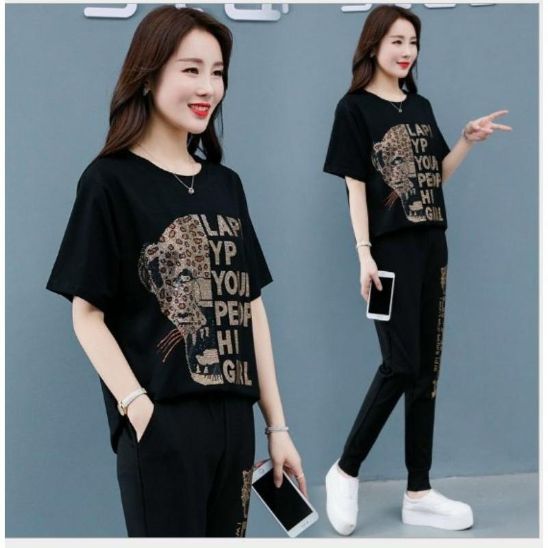 Sét bộ đố thể thao nữ in nhũ sang trọng thun cotton 100% cao cấp