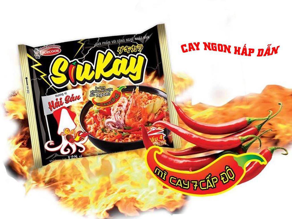 Thùng 24 gói mì Siu Kay Hải sản gói 128gram