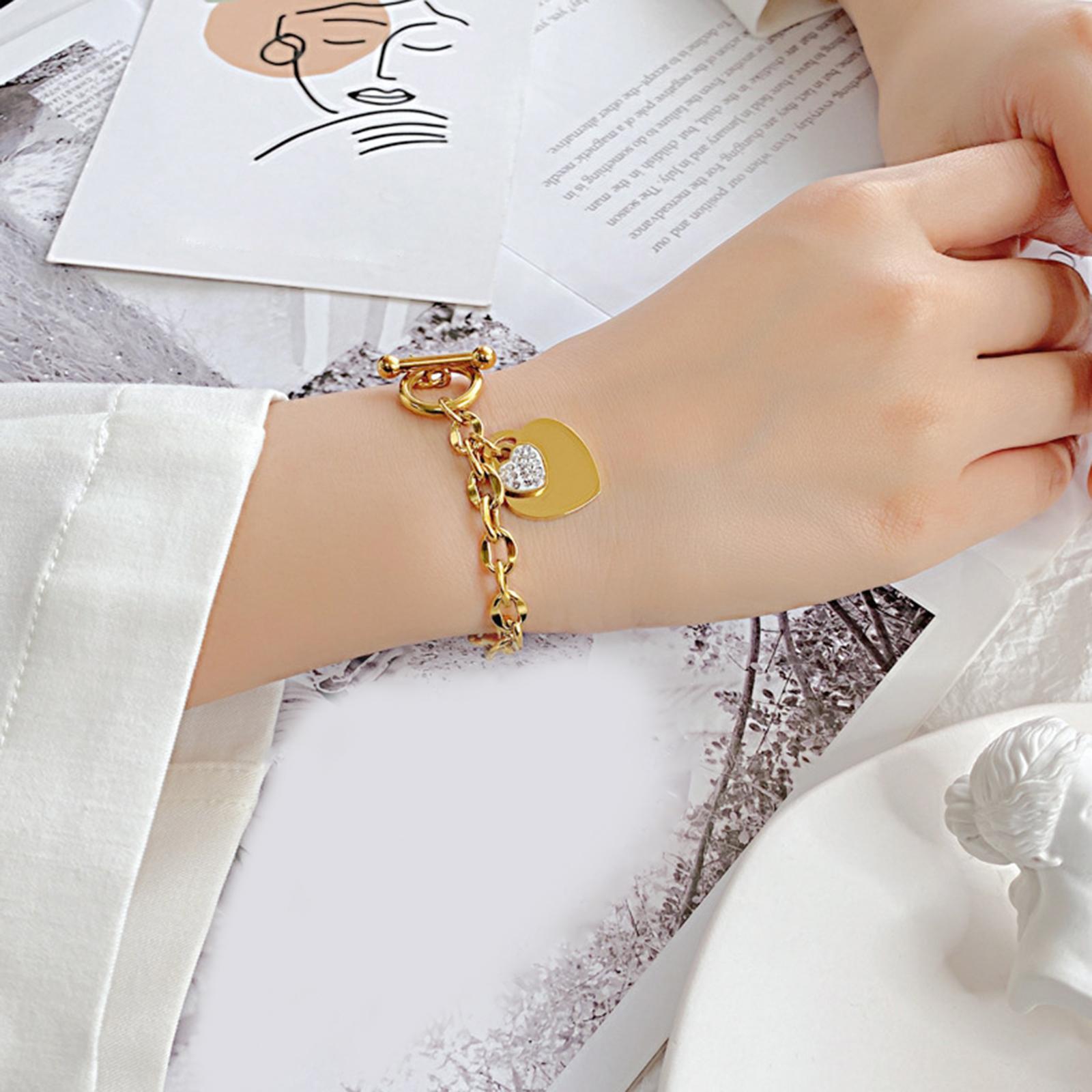 Love Heart Charm Pendant Bracelet Women Jewelry Anniversary Gift Stylish