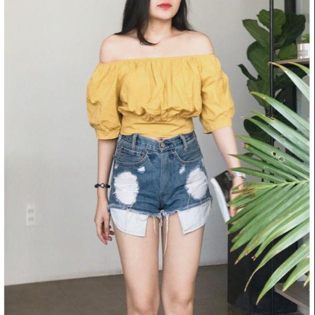 Áo trễ vai cột nơ