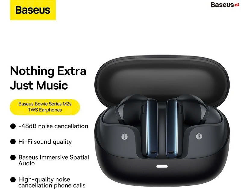 Tai Nghe Bluetooth Chống Ồn Chủ Động Baseus Bowie M2s True Wireless Bisa 3D ANC -48dB (Bluetooth 5.3, 30H, APP Control, No-delay &amp; HD Stereo Gaming Earbuds) [ hàng chính hãng