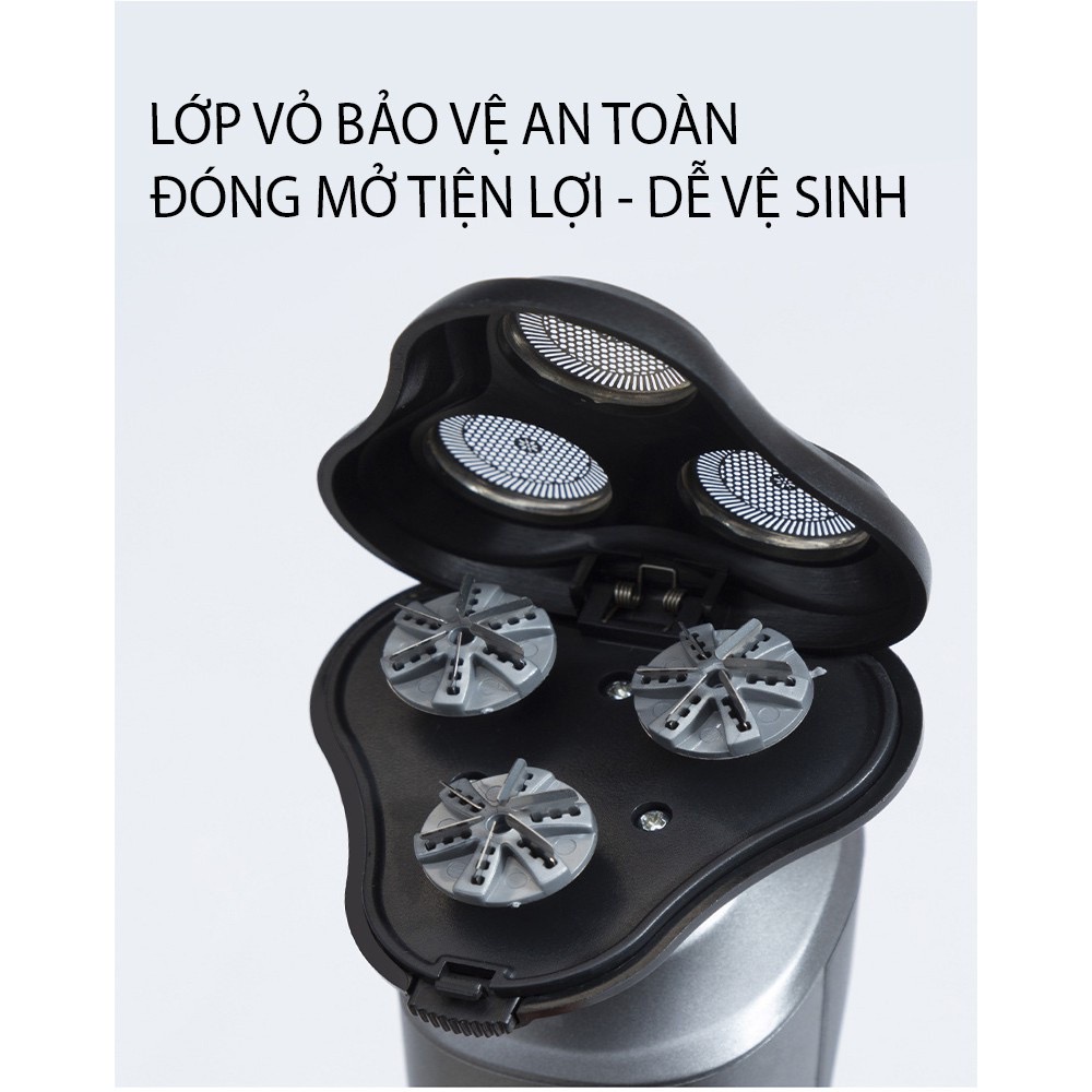 Máy cạo râu 9D Shaver 4in1 đa chức năng, cạo râu, tỉa lông, Massage rửa mặt cao cấp lưỡi mini siêu bền