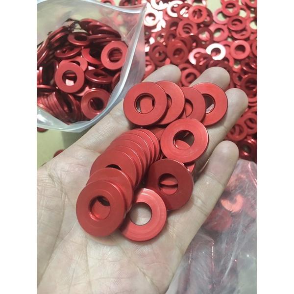 Long đền nhôm màu đỏ 6li 8li 10li 12li 14li được tiện chi tiết tỉ mỉ dày dặn
