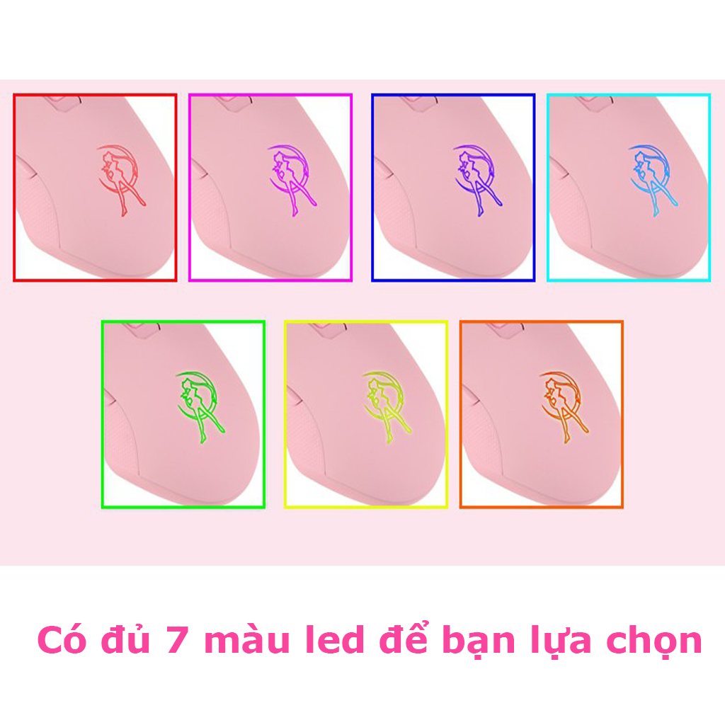 Chuột Quang Gaming HM09 Màu Hồng Điều Chính DPI LED RGB Cực Xinh