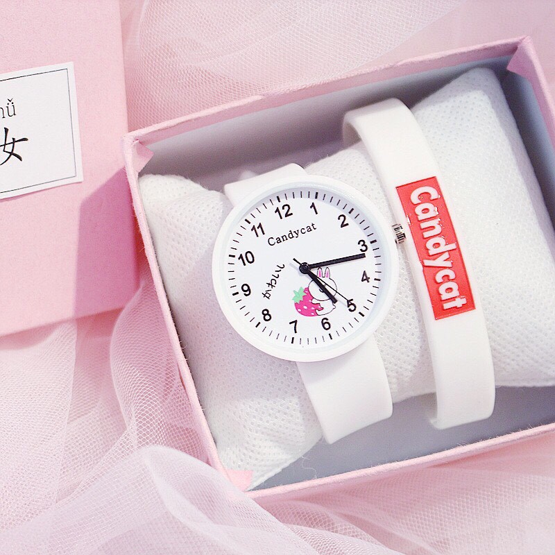 Đồng hồ thời trang nam nữ Candycat Thỏ Cony dây silicon siêu xinh