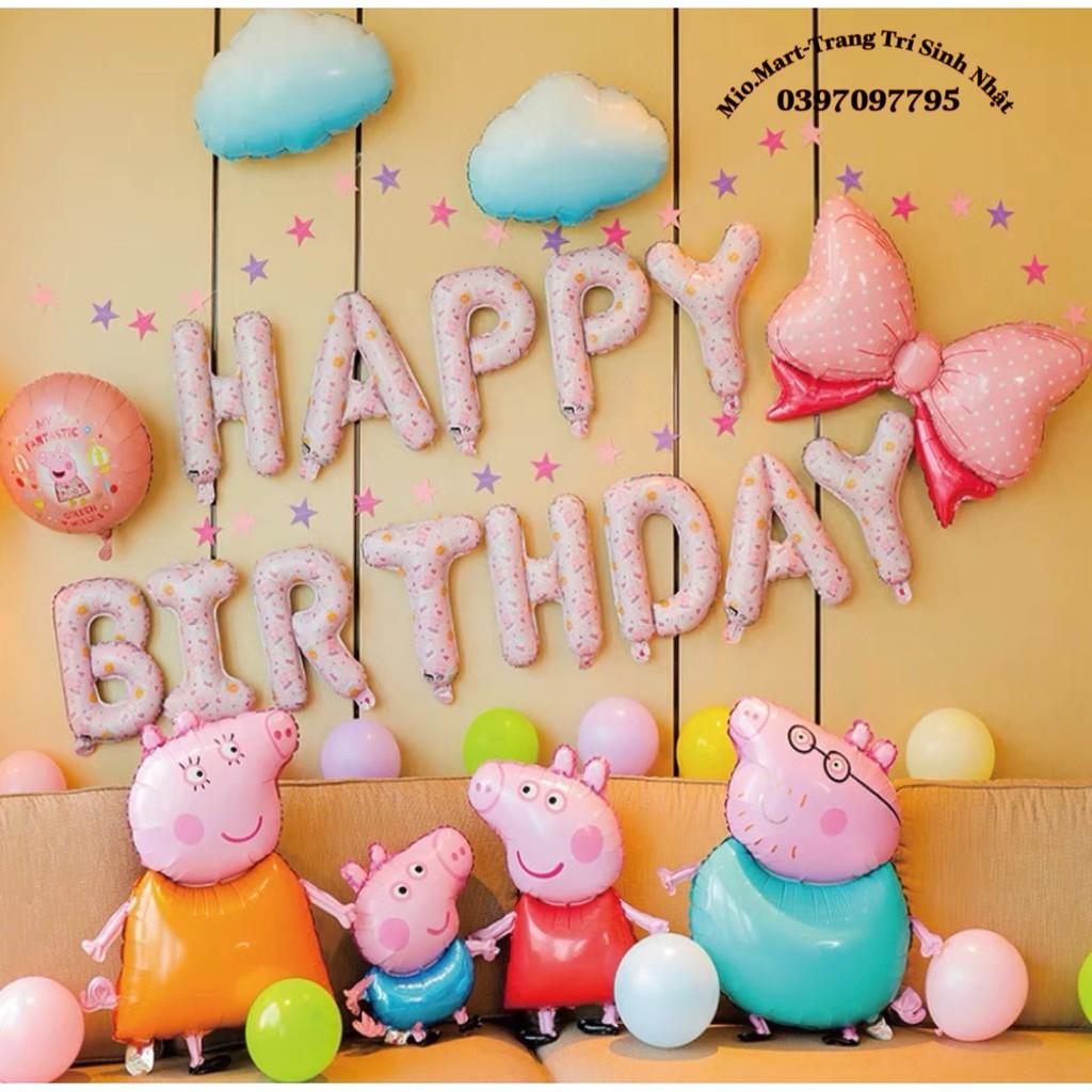 Bóng Hình Heo Peppa Đủ Màu,Bóng Bay Gia Đình Heo Trang Trí Sinh Nhật BB28