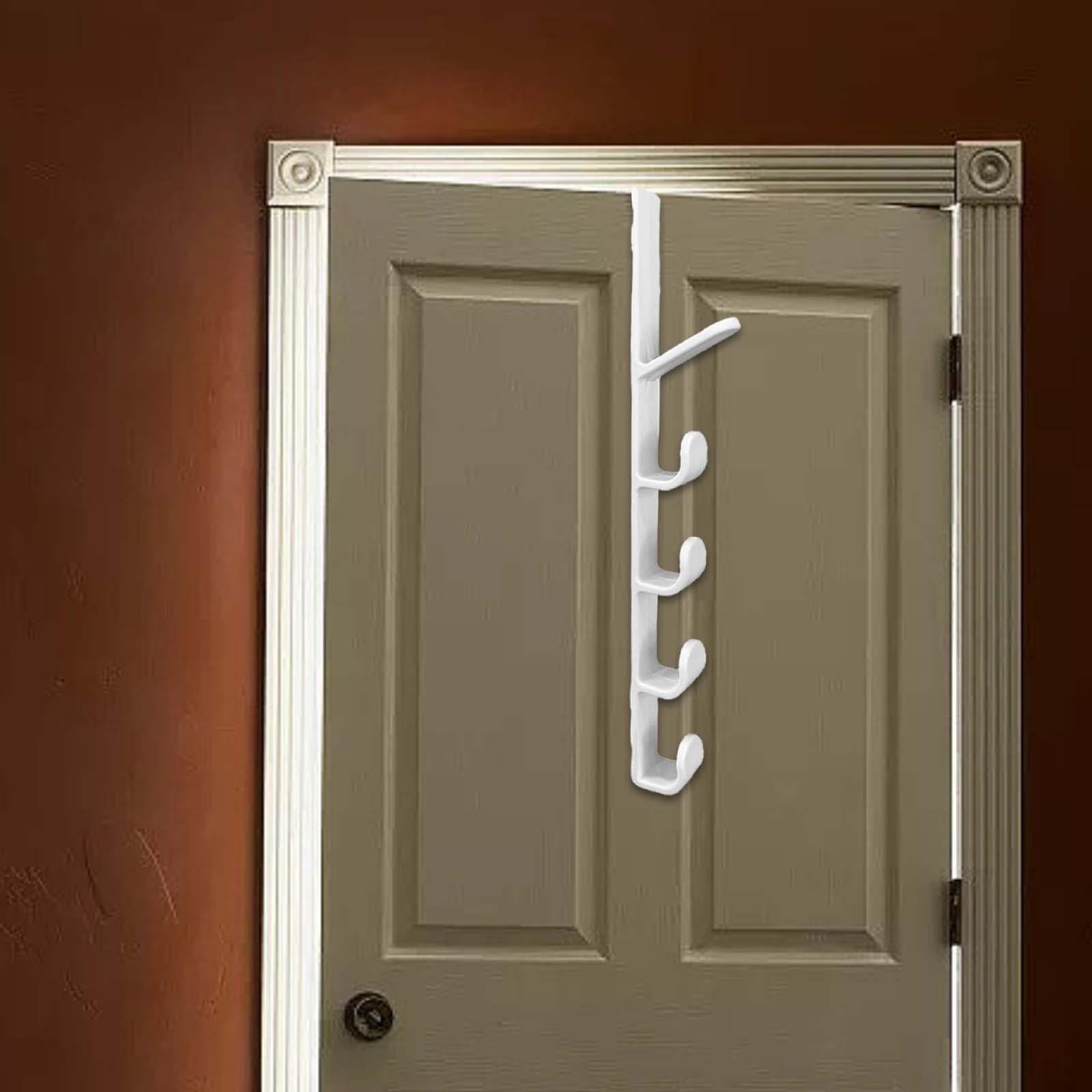 Over The Door Hanger Cabinet Door Hook behind The Door, Space Saving Storage Hooks, Door Hook Organizer Rack with 5 Hooks for Bedroom Wardrobe