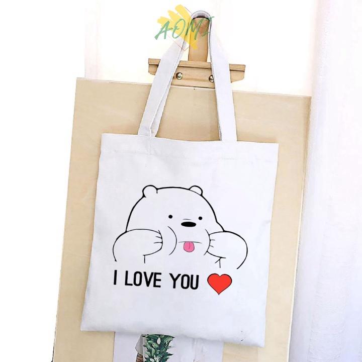 TÚI VẢI LOVE ĐEO VAI TOTE CANVAS BAG CÓ KHÓA KÉO SIZE LỚN 33x38cm PHONG CÁCH CÁ TÍNH HOT TREND AO 3158 S