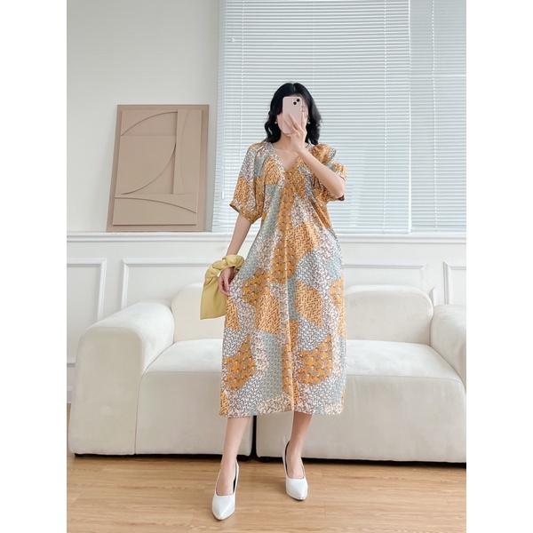 Đầm Linen Pure lụa mềm hoạ tiết thổ cẩm lạ mắt- Thiết kế từ