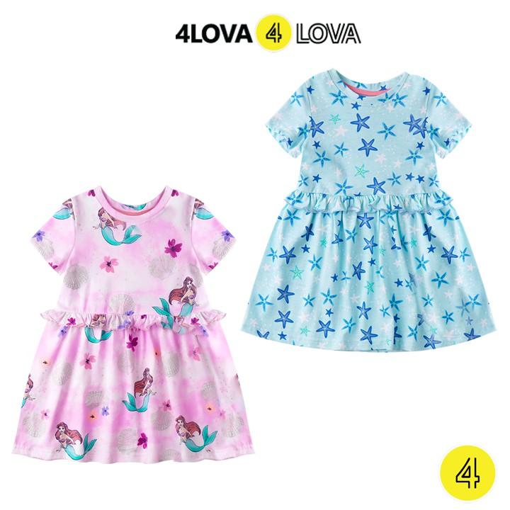 Váy cho bé gái 4LOVA chất thun cotton hoạt hình dễ thương từ 1- 8 tuổi