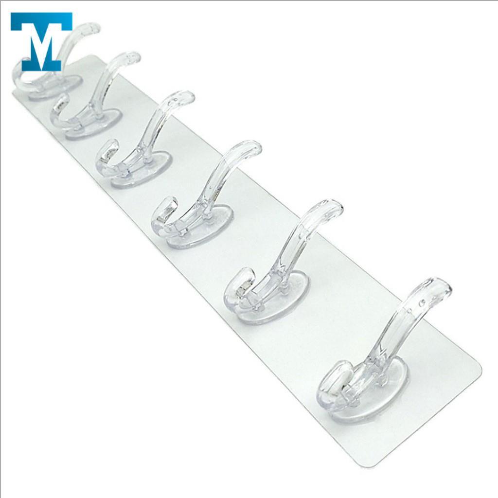Thanh 6 móc 4d treo đồ dán tường bản lớn siêu chịu lực