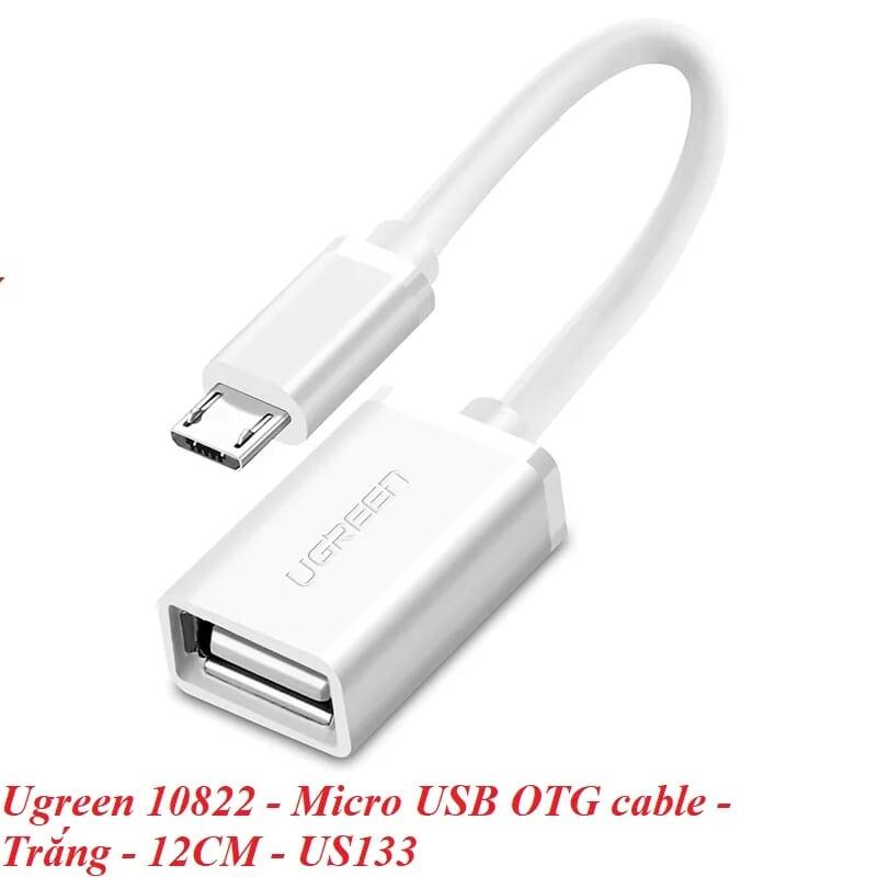 Ugreen UG10822US133TK 12CM màu Trắng Cáp chuyển đổi MICRO USB sang USB âm hỗ trợ OTG - HÀNG CHÍNH HÃNG