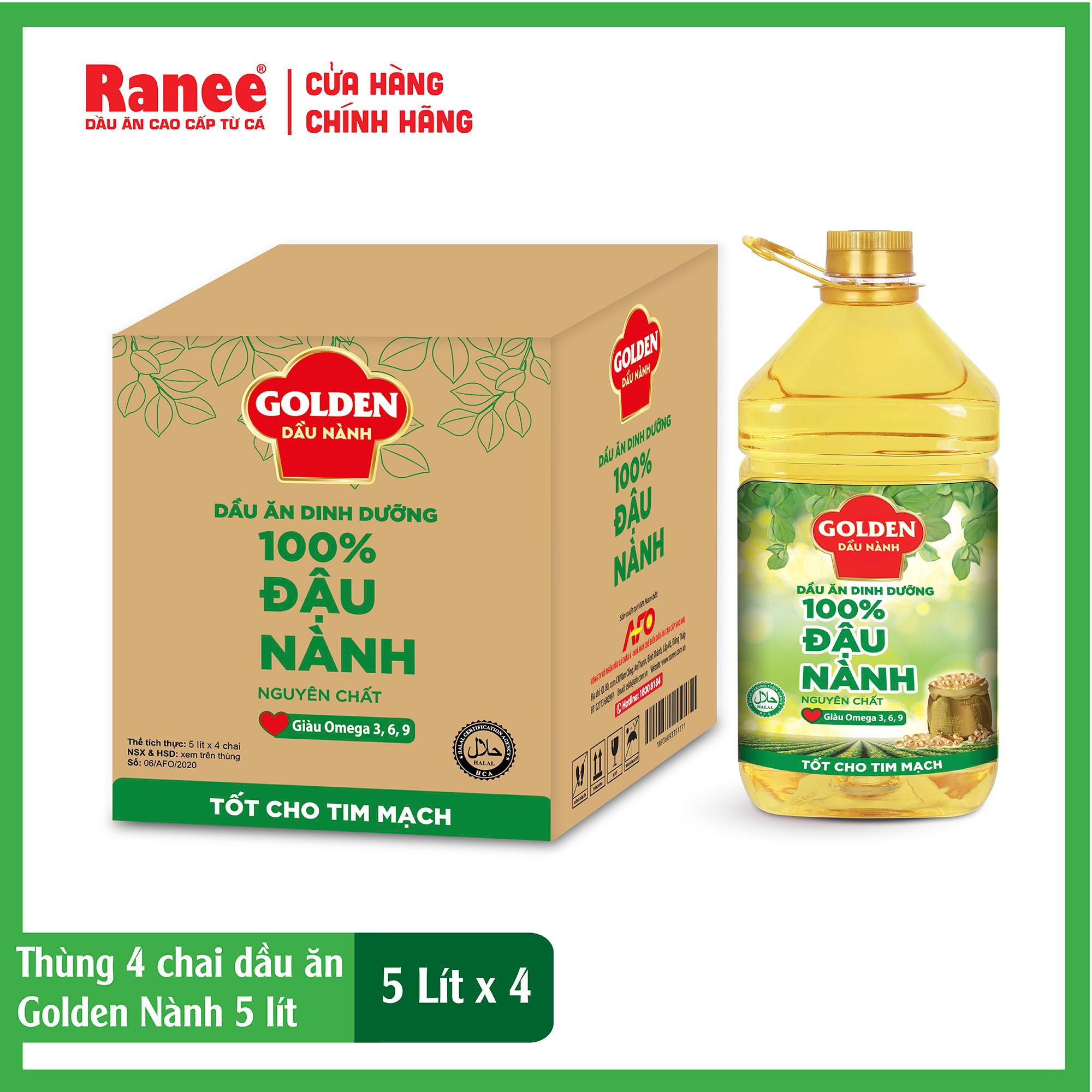 Thùng Dầu Đậu Nành cao cấp Golden 5 lít (5 lít/chai x 4 chai)