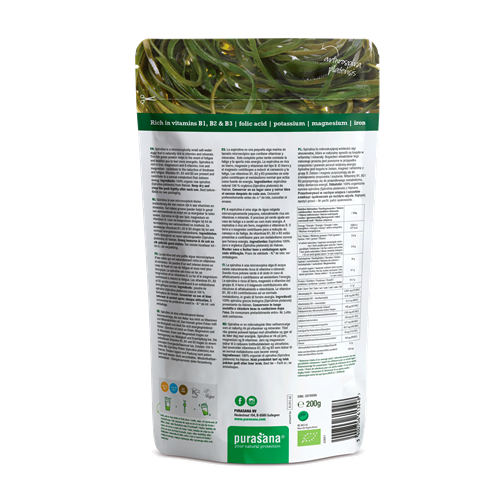 Bột tảo xoắn spirulina hữu cơ Purasana 200g