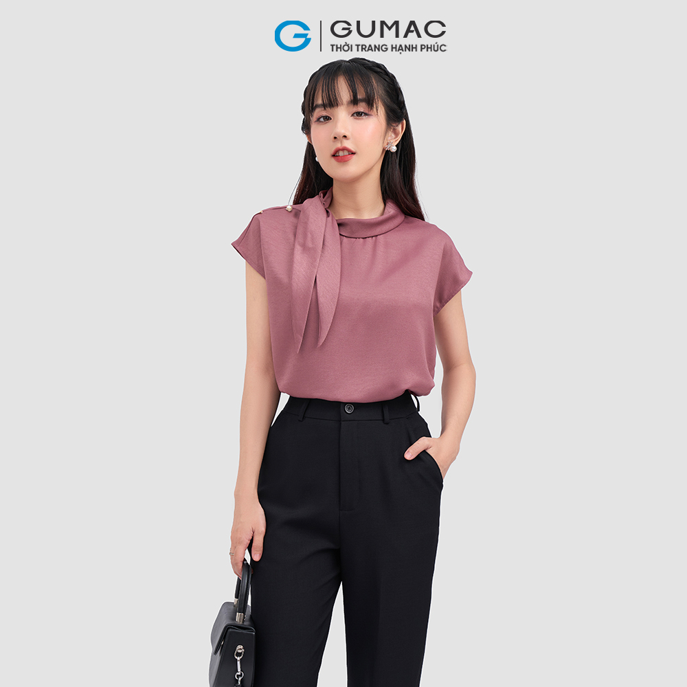 Áo kiểu GUMAC AC12031 nơ kiểu phối ngọc thanh lịch