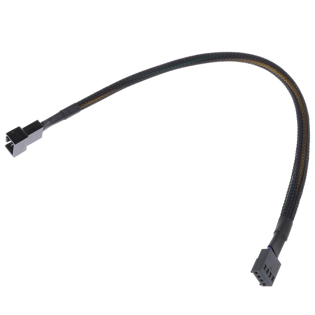 30cm 4Pin PWM  Fan Cable Extension Male To Female Black Sleeved Braided