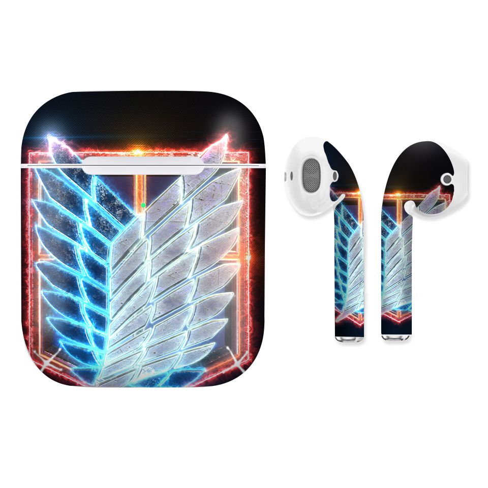 Miếng dán skin chống bẩn cho tai nghe AirPods in hình Attack on Titan - lgo001 (bản không dây 1 và 2)