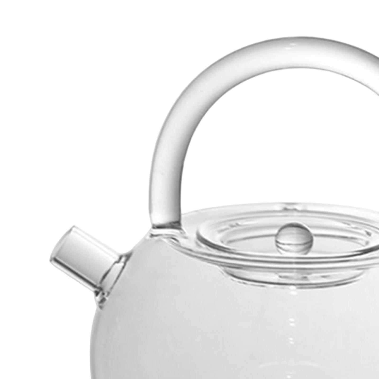 High Borosilicate Glass Tea Pot, Transparent Tea Kettle with Handle for Loose Leaf Blooming