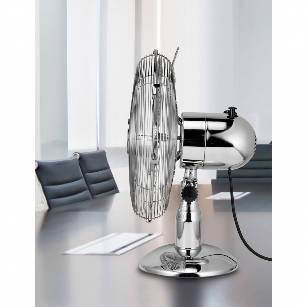 Quạt Để Bàn UNOLD 86830 Mạ Crome Cao Cấp - Nhập Khẩu Đức 3 Tốc Độ Gió, Chống Bám Bụi Làm Mát Sâu Êm Dịu Công Suất 35 W - Hàng Nhập Khẩu