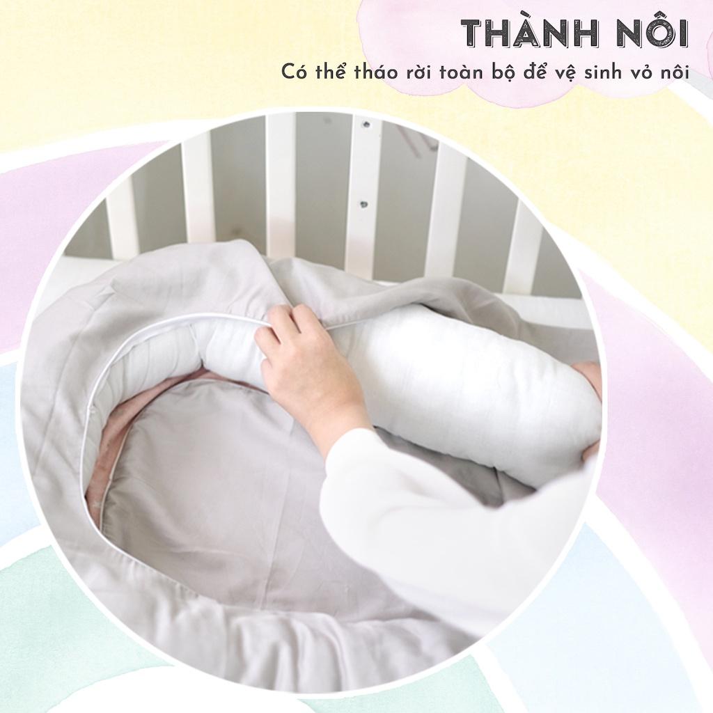 Nôi vải ngủ chung giường cho bé RUNA KIDS chất liệu vải Satin cao cấp mềm mịn thoáng mát an toàn cho da bé