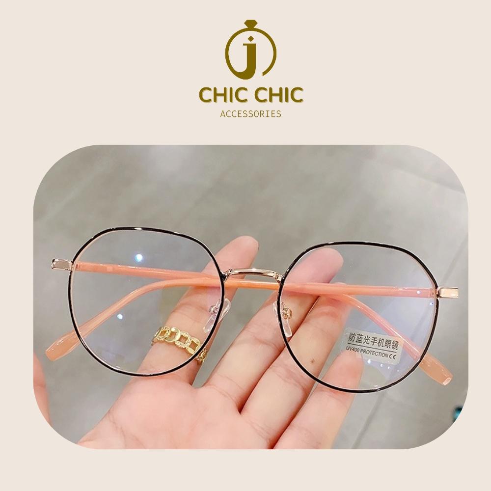 Mắt kính cận nam nữ, thời trang thay tròng được chic chic màu vàng đen thời trang | Mắt Kính Chic Chic D17