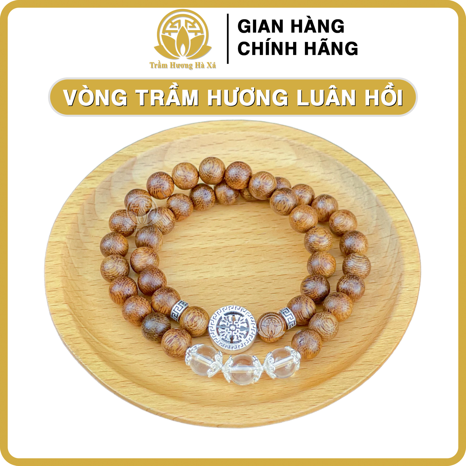 Vòng tay đôi trầm hương mix charm bánh xe luân hồi phong thủy HÀ XÁ vòng đeo tay cặp đôi pháp luân nam nữ may mắn bình an tài lộc