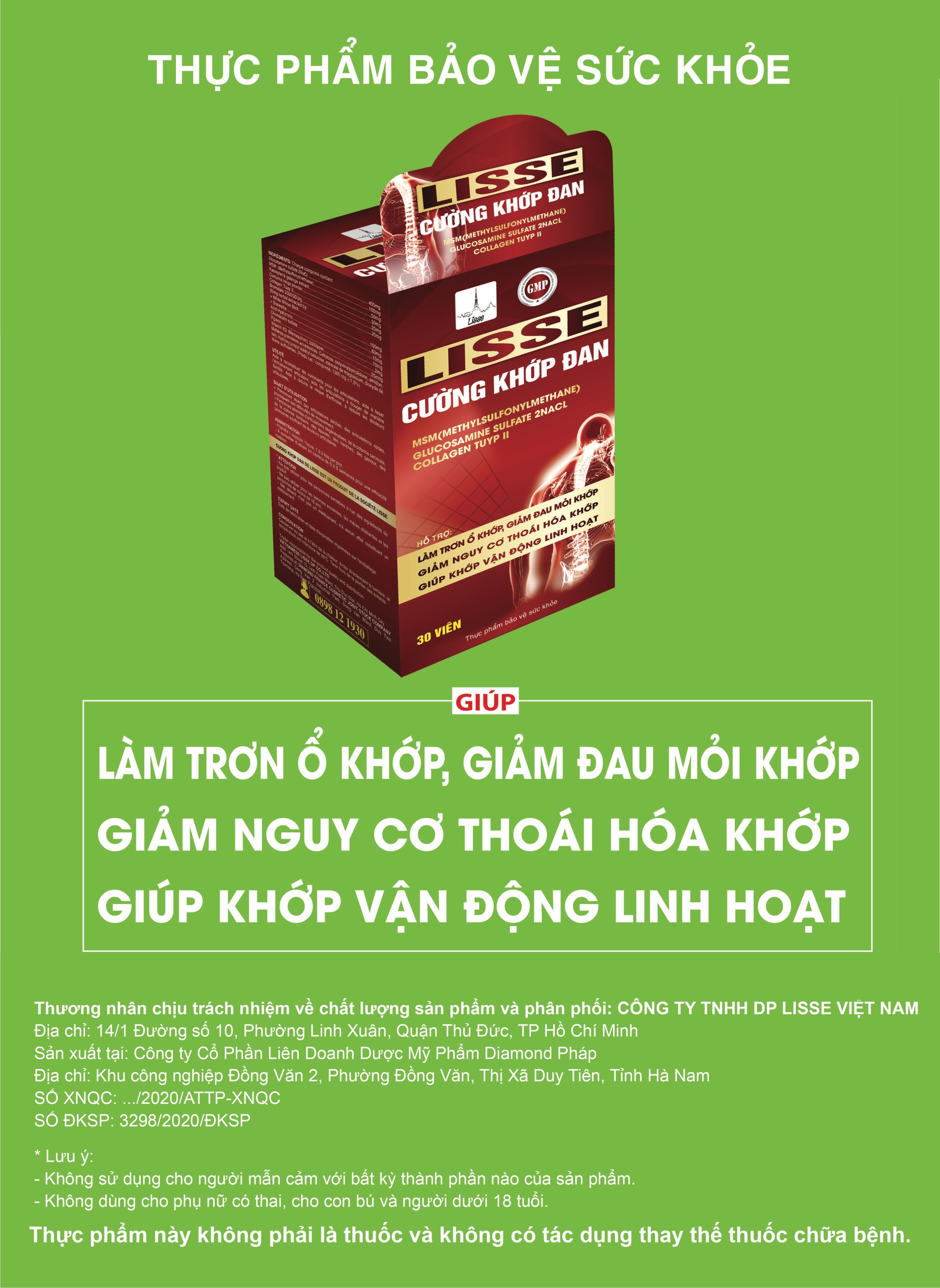Lisse CƯỜNG KHỚP ĐAN-- Hỗ trợ giảm nguy cơ thoái hoá khớp, giảm đau mỏi khớp
