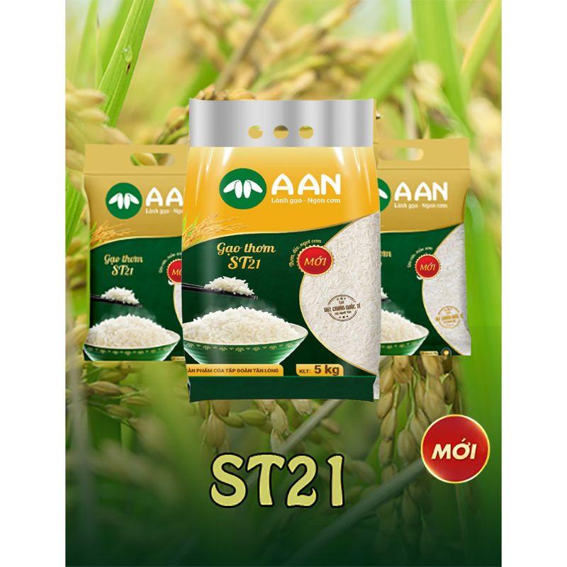 Gạo thơm A AN ST21 - đặc sản Sóc Trăng - bịch 5kg ( hàng chuẩn công ty) luôn mới