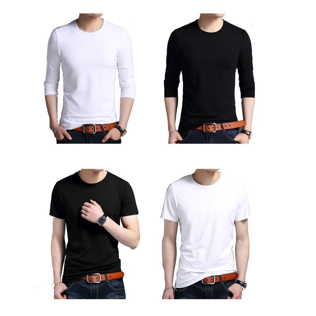 Áo thun nam cổ tròn ngắn tay và dài tay đẹp màu đen trắng đủ size