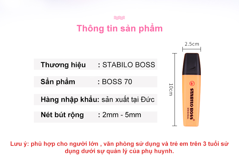 Bộ 5 Bút dạ quang STABILO BOSS ORIGINAL (HL70-C5)