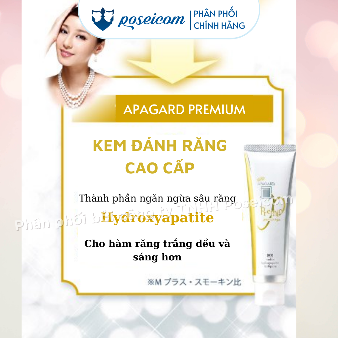 Kem Đánh Răng Nhật Bản Siêu Trắng Apagard Premio Premium hộp màu vàng 100g Poseicom 4987643122077