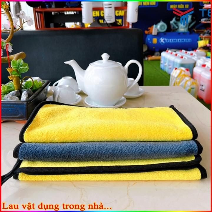 Khăn MICROFIBER 2 lớp lau xe ô tô, nhà cửa, đồ đạc chuyên dụng, tránh xước đồ