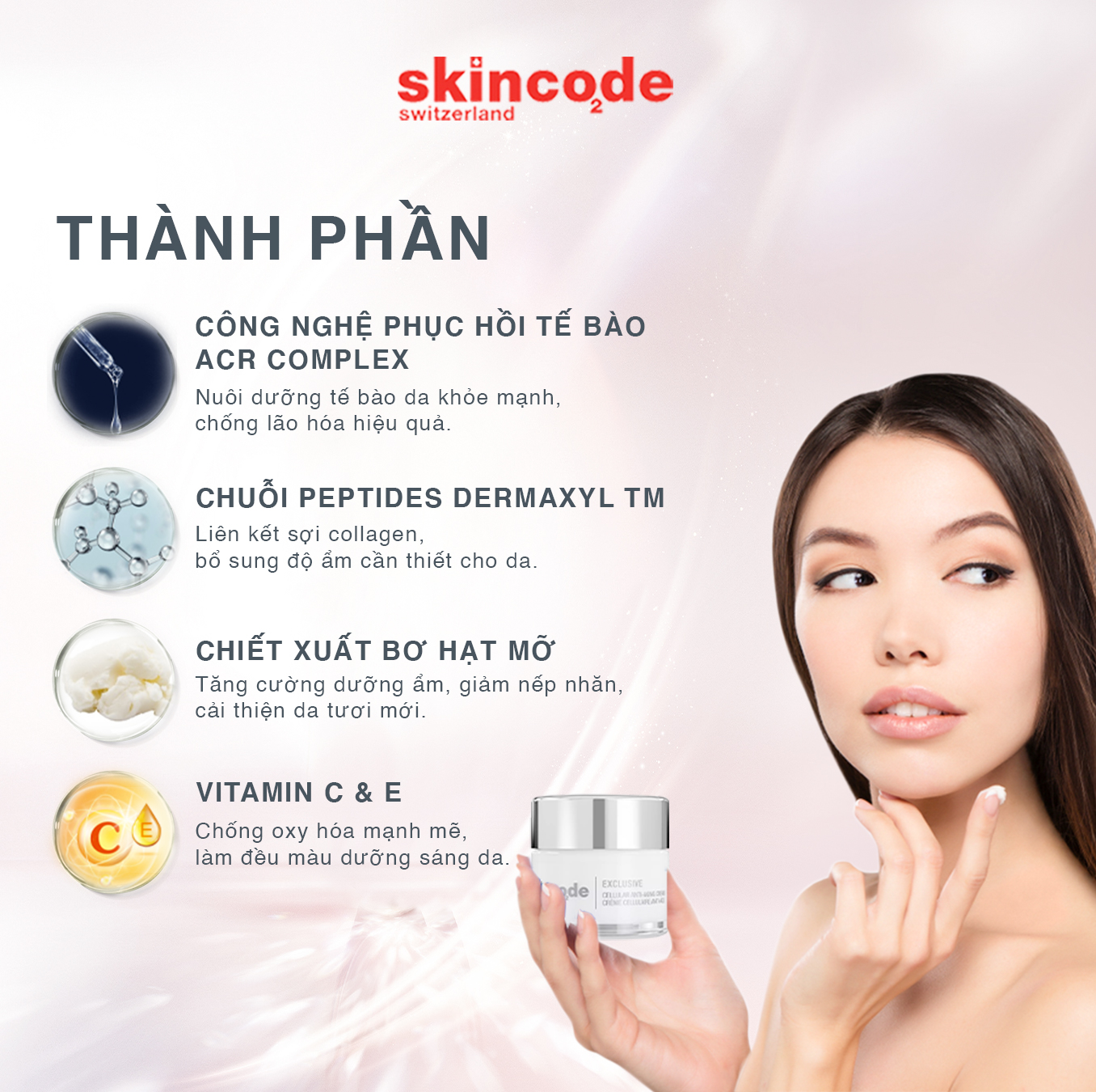 Kem nâng cơ xóa nhăn trẻ hóa da Skincode Exclusive Cellular Anti-Aging Cream 50ml - MS 5011,2