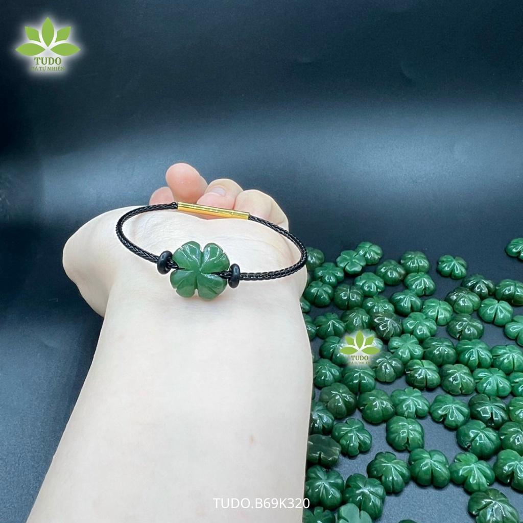 Vòng Tay Nữ Đẹp - Vòng Phong Thủy Đa Mệnh TUDO VDCNB Charm Cỏ 4 Lá May Mắn, Dây Cáp Chốt Bấm B69K320