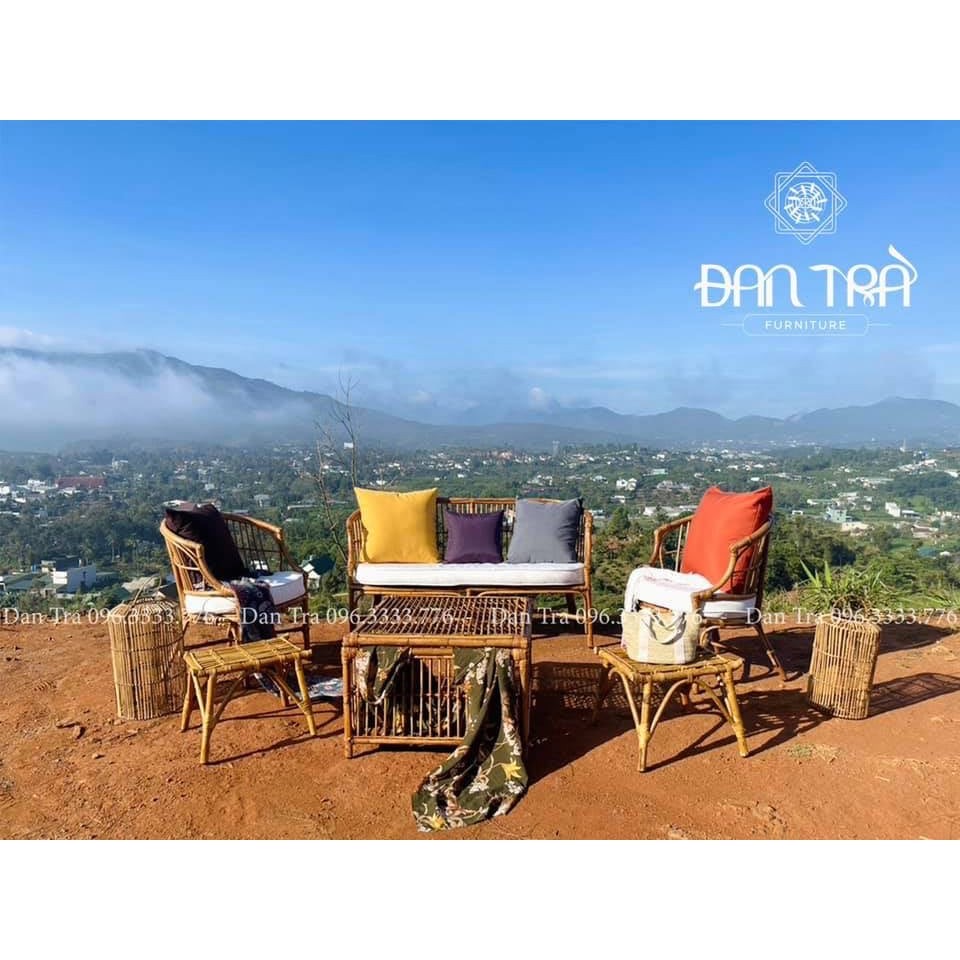 Bộ Ghế Sofa Mây CARIBBEAN -  Bộ Bàn Ghế Mây  Decor Phòng Khách- Bộ Bàn ghế mây Vintage- Nội Thất Mây Tre Đan Trà