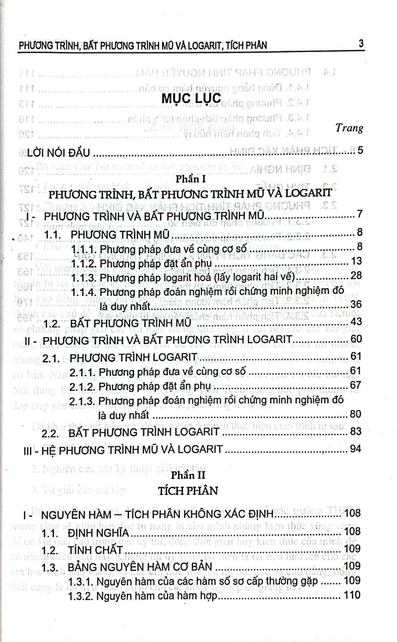 Các Bài Toán Chọn Lọc - Phương Trình, Bất Phương Trình Mũ Và L:ogarit, Tích Phân