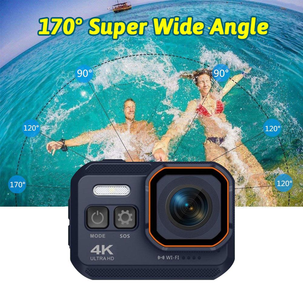 Camera Hành Động 2.0 Inch Màn Hình IPS HD Điều Khiển Từ Xa Thể Thao Chống Nước 4K Ổ Ghi Ngoài Trời Mini Di Động Webcam