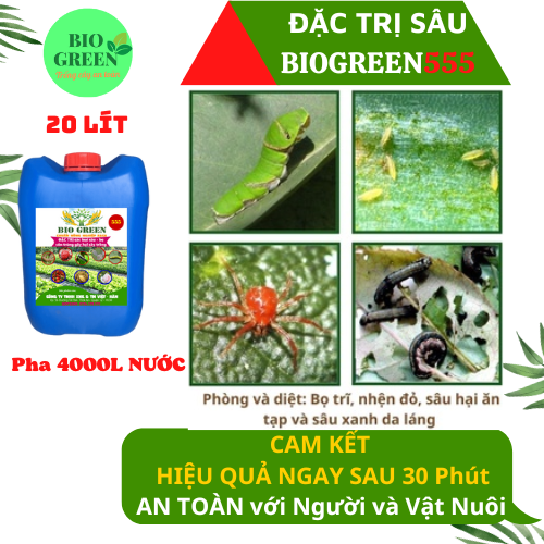 Phân vi sinh- Chế phẩm sinh học BIOGREEN can 20L Dòng chuyên trị các loại sâu bệnh hại cây can 20L