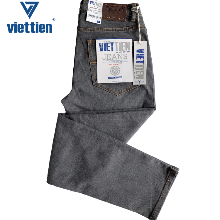 Viettien - Quần Jeans nam dài Regular fit Màu Xám đậm 6S7023 - Xám