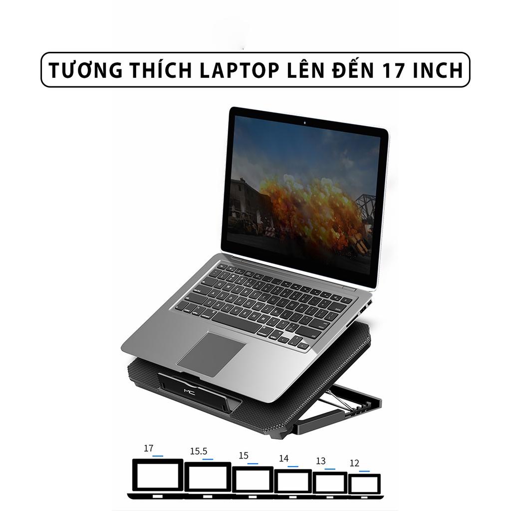 Đế tản nhiệt laptop máy tính bảng Q100 làm mát nhanh đèn led gaming quạt chống ồn 4 mức chỉnh độ cao phiên bản cao cấp 2022