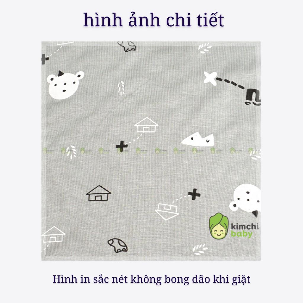 Đồ Bộ Bé Gái, Bé Trai Minky Mom Vải Thun Lạnh Hoạ Tiết Động Vật Phối Viền Gấu, Bộ Dài Tay Thu Đông Cho Bé MKMTD2114