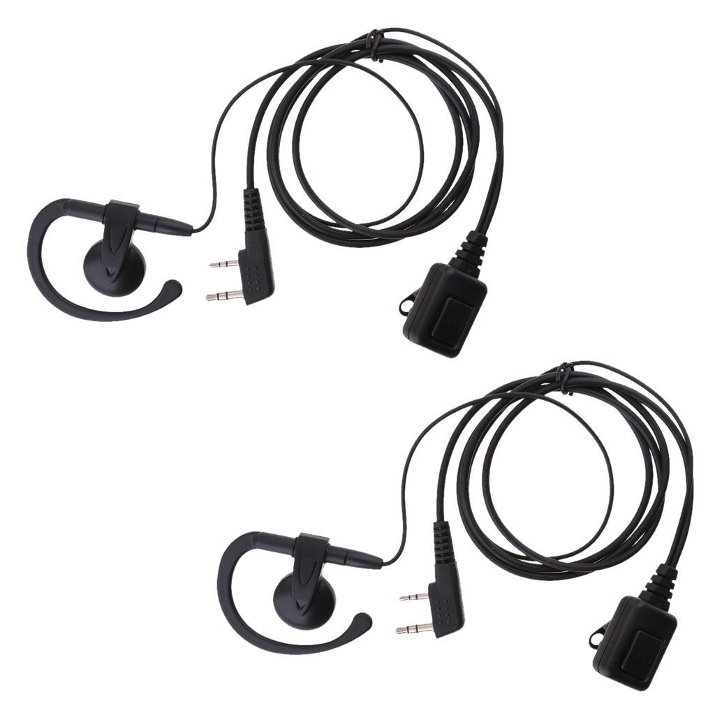 2PCS NEW D Shape Earphone Earpiece Headset Mic PTT for Baofeng Walkie Talkie