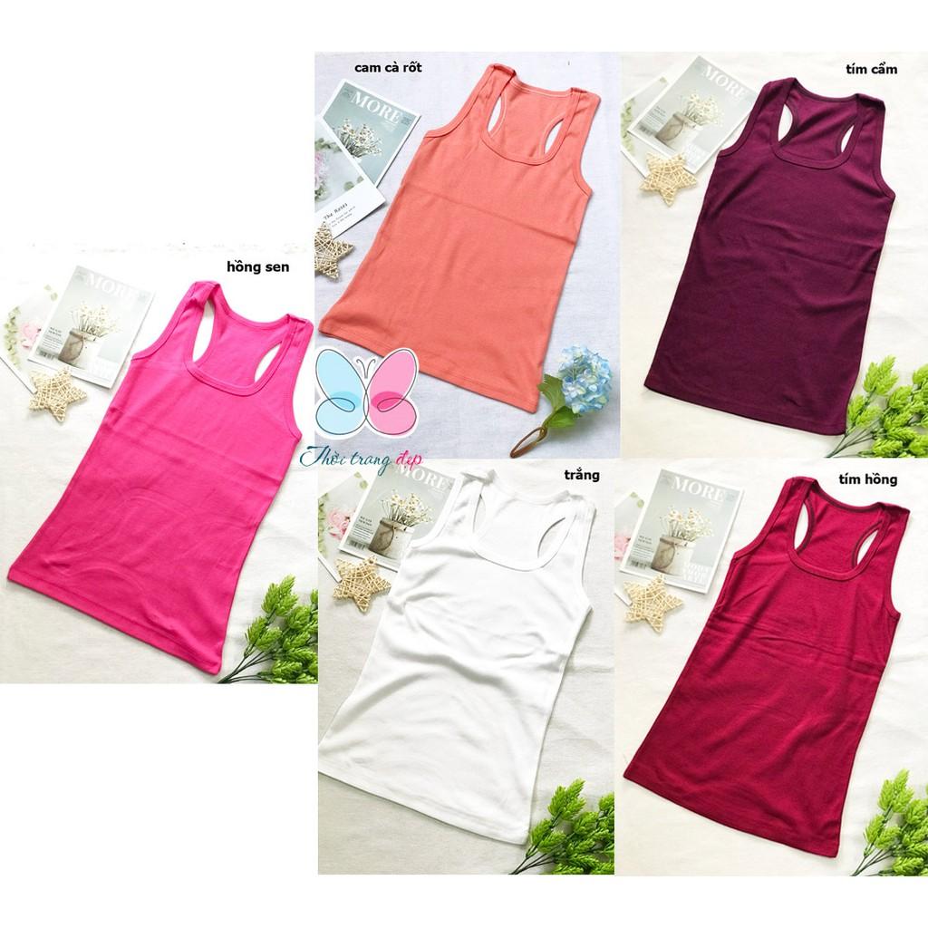 Bộ 03 Áo Thun 3 lỗ freesize từ 40-48kg thun Borip màu trơn Cho Nữ